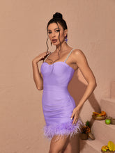 Kadence Crystal Chain Bandage Dress In Purple